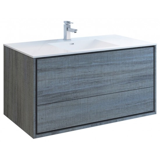 Catania 48" Ocean Gray Wall Hung Modern Bathroom Cabinet w/ Integrated Sink