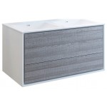 Catania 48 Ash Gray Wall Hung Modern Bathroom Cabinet w/ Integrated Double Sink