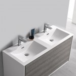 Catania 48 Ash Gray Wall Hung Modern Bathroom Cabinet w/ Integrated Double Sink