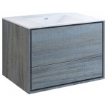 Catania 36" Ocean Gray Wall Hung Modern Bathroom Cabinet w/ Integrated Sink