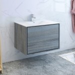 Catania 36" Ocean Gray Wall Hung Modern Bathroom Cabinet w/ Integrated Sink