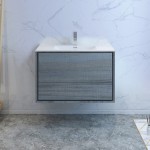 Catania 36" Ocean Gray Wall Hung Modern Bathroom Cabinet w/ Integrated Sink