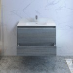 Catania 36" Ocean Gray Wall Hung Modern Bathroom Cabinet w/ Integrated Sink