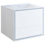 Catania 30" Glossy White Wall Hung Modern Bathroom Cabinet w/ Integrated Sink