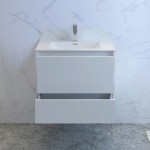 Catania 30" Glossy White Wall Hung Modern Bathroom Cabinet w/ Integrated Sink