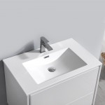 Catania 30" Glossy White Wall Hung Modern Bathroom Cabinet w/ Integrated Sink