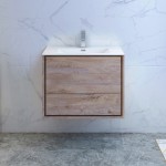 Catania 30 Natural Wood Wall Hung Modern Bathroom Cabinet w/ Integrated Sink