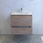 Catania 30 Natural Wood Wall Hung Modern Bathroom Cabinet w/ Integrated Sink