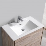 Catania 30 Natural Wood Wall Hung Modern Bathroom Cabinet w/ Integrated Sink