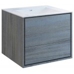 Catania 30" Ocean Gray Wall Hung Modern Bathroom Cabinet w/ Integrated Sink