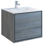 Catania 30" Ocean Gray Wall Hung Modern Bathroom Cabinet w/ Integrated Sink