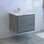 Catania 30" Ocean Gray Wall Hung Modern Bathroom Cabinet w/ Integrated Sink