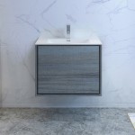 Catania 30" Ocean Gray Wall Hung Modern Bathroom Cabinet w/ Integrated Sink