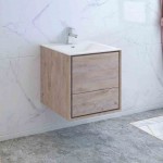 Catania 24 Natural Wood Wall Hung Modern Bathroom Cabinet w/ Integrated Sink