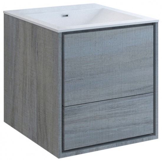 Catania 24" Ocean Gray Wall Hung Modern Bathroom Cabinet w/ Integrated Sink