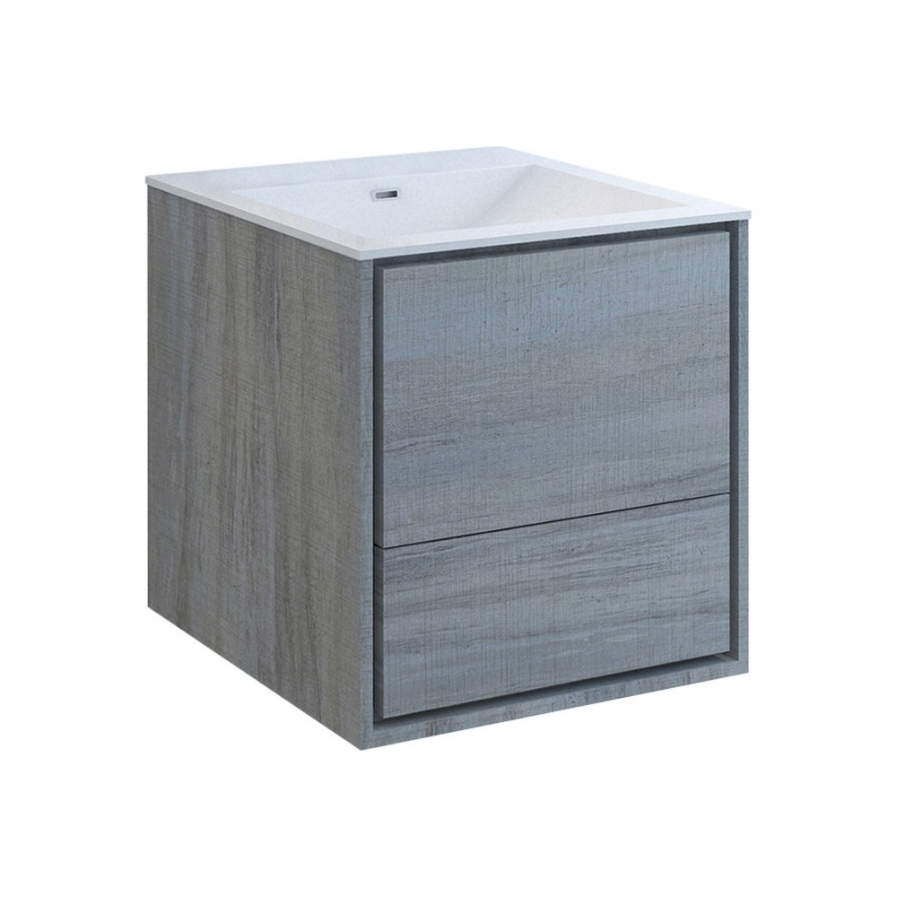 Catania 24" Ocean Gray Wall Hung Modern Bathroom Cabinet w/ Integrated Sink