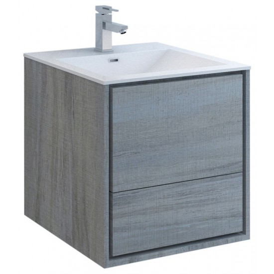 Catania 24" Ocean Gray Wall Hung Modern Bathroom Cabinet w/ Integrated Sink