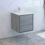 Catania 24" Ocean Gray Wall Hung Modern Bathroom Cabinet w/ Integrated Sink