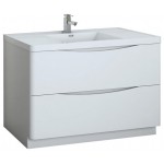 Tuscany 48 Glossy White Free Standing Modern Bathroom Cabinet w/ Integrated Sink