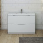 Tuscany 48 Glossy White Free Standing Modern Bathroom Cabinet w/ Integrated Sink