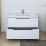 Tuscany 48 Glossy White Free Standing Modern Bathroom Cabinet w/ Integrated Sink