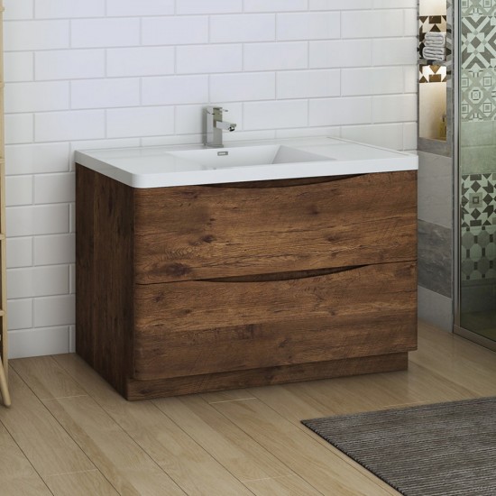 Tuscany 48" Rosewood Free Standing Modern Bathroom Cabinet w/ Integrated Sink