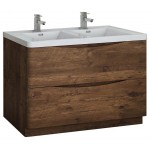 Tuscany 48 Rosewood Free Standing Bathroom Cabinet w/ Integrated Double Sink