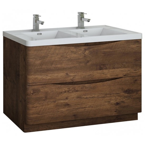 Tuscany 48 Rosewood Free Standing Bathroom Cabinet w/ Integrated Double Sink