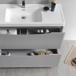 Tuscany 48" Glossy Gray Free Standing Modern Bathroom Cabinet w/ Integrated Sink