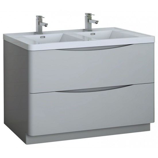 Tuscany 48 Gray Free Standing Modern Bathroom Cabinet w/ Integrated Double Sink