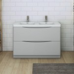 Tuscany 48 Gray Free Standing Modern Bathroom Cabinet w/ Integrated Double Sink