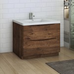 Tuscany 40" Rosewood Free Standing Modern Bathroom Cabinet w/ Integrated Sink