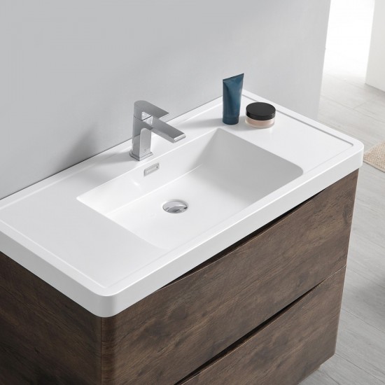 Tuscany 40" Rosewood Free Standing Modern Bathroom Cabinet w/ Integrated Sink