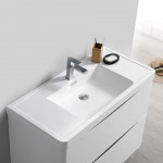 Tuscany 36 Glossy White Free Standing Modern Bathroom Cabinet w/ Integrated Sink