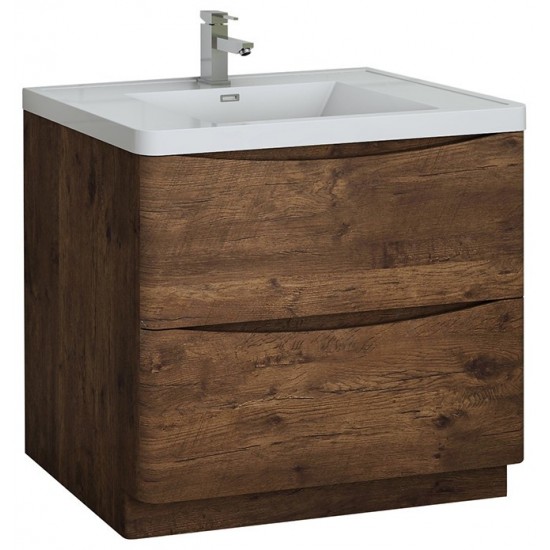 Tuscany 36" Rosewood Free Standing Modern Bathroom Cabinet w/ Integrated Sink