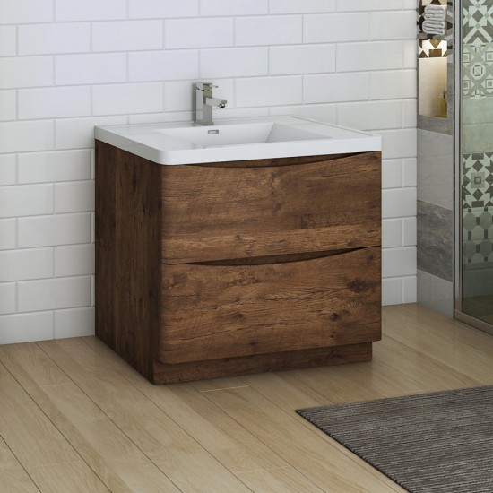 Tuscany 36" Rosewood Free Standing Modern Bathroom Cabinet w/ Integrated Sink