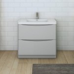 Tuscany 36" Glossy Gray Free Standing Modern Bathroom Cabinet w/ Integrated Sink