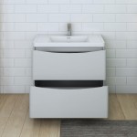 Tuscany 36" Glossy Gray Free Standing Modern Bathroom Cabinet w/ Integrated Sink