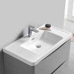 Tuscany 36" Glossy Gray Free Standing Modern Bathroom Cabinet w/ Integrated Sink