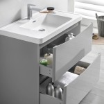 Tuscany 36" Glossy Gray Free Standing Modern Bathroom Cabinet w/ Integrated Sink