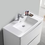 Tuscany 32 Glossy White Free Standing Modern Bathroom Cabinet w/ Integrated Sink