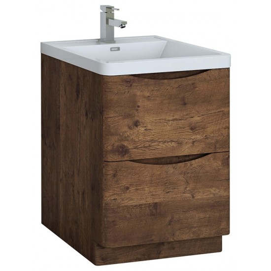 Tuscany 24" Rosewood Free Standing Modern Bathroom Cabinet w/ Integrated Sink