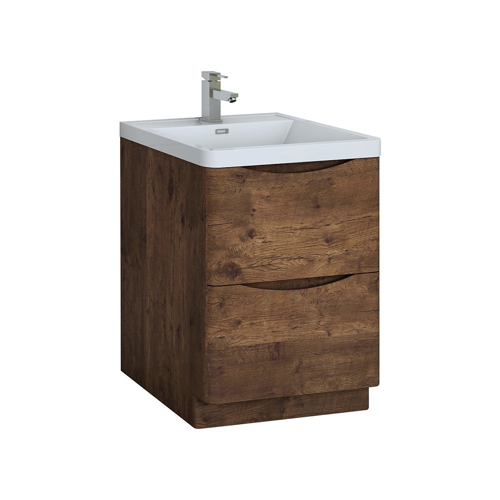 Tuscany 24" Rosewood Free Standing Modern Bathroom Cabinet w/ Integrated Sink