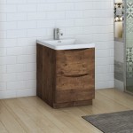 Tuscany 24" Rosewood Free Standing Modern Bathroom Cabinet w/ Integrated Sink