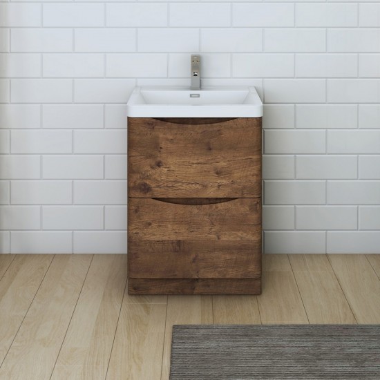 Tuscany 24" Rosewood Free Standing Modern Bathroom Cabinet w/ Integrated Sink