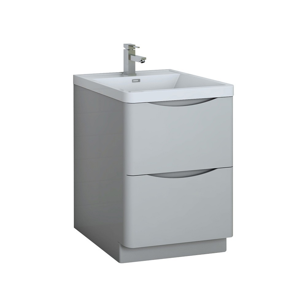 Tuscany 24" Glossy Gray Free Standing Modern Bathroom Cabinet w/ Integrated Sink Tuscany 24" Glossy Gray Free Standing Modern Bathroom Cabinet w/ Integrated Sink