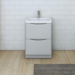 Tuscany 24" Glossy Gray Free Standing Modern Bathroom Cabinet w/ Integrated Sink