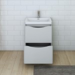 Tuscany 24" Glossy Gray Free Standing Modern Bathroom Cabinet w/ Integrated Sink