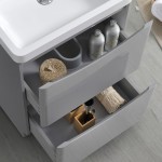 Tuscany 24" Glossy Gray Free Standing Modern Bathroom Cabinet w/ Integrated Sink