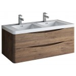 Tuscany 48" Rosewood Wall Hung Modern Bathroom Cabinet w/ Integrated Double Sink